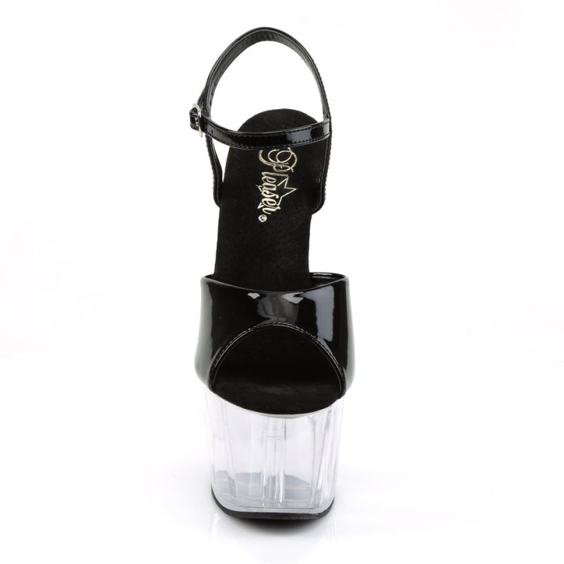 Pleaser Adore-709 Women's Platform Heels Sandals Black / Clear | NZ RLBHAY