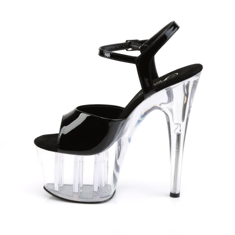 Pleaser Adore-709 Women's Platform Heels Sandals Black / Clear | NZ RLBHAY