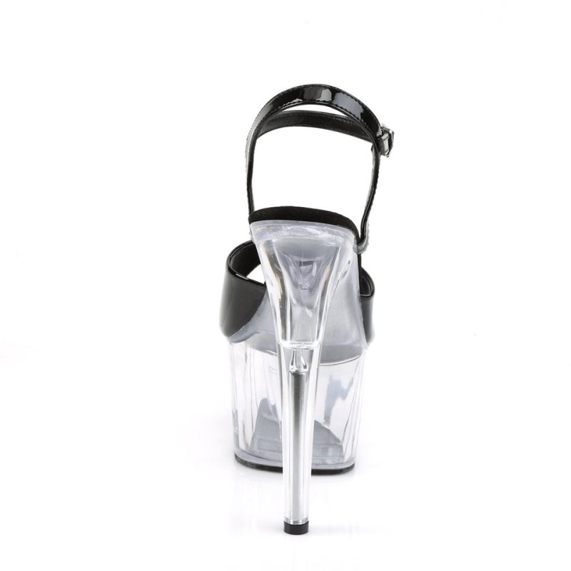 Pleaser Adore-709 Women's Platform Heels Sandals Black / Clear | NZ RLBHAY
