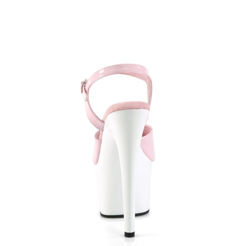 Pleaser Adore-709 Women's Platform Heels Sandals Pink / White | NZ MGSORK