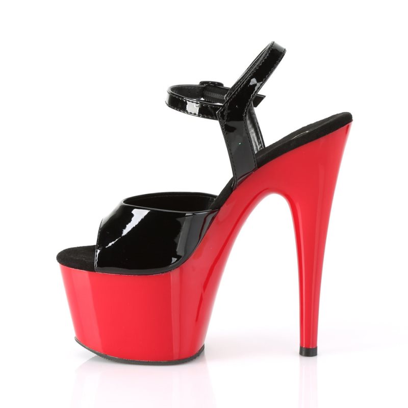 Pleaser Adore-709 Women's Platform Heels Sandals Black / Red | NZ AOXQZH