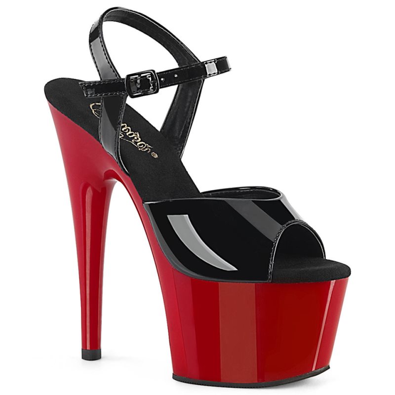 Pleaser Adore-709 Women\'s Platform Heels Sandals Black / Red | NZ AOXQZH