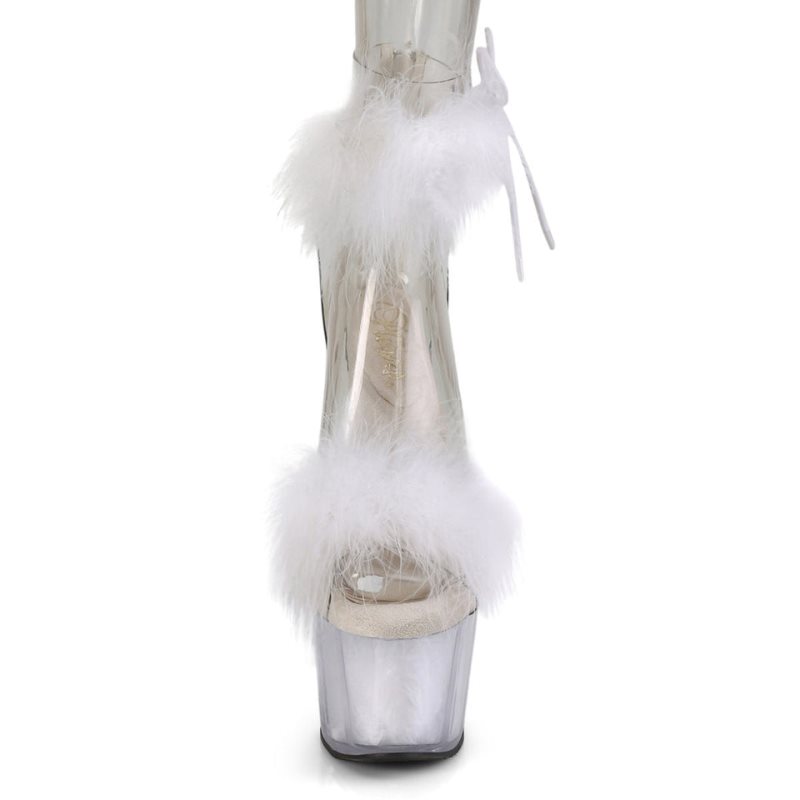 Pleaser Adore-724F Women's Platform Heels Sandals White | NZ FQSRWY