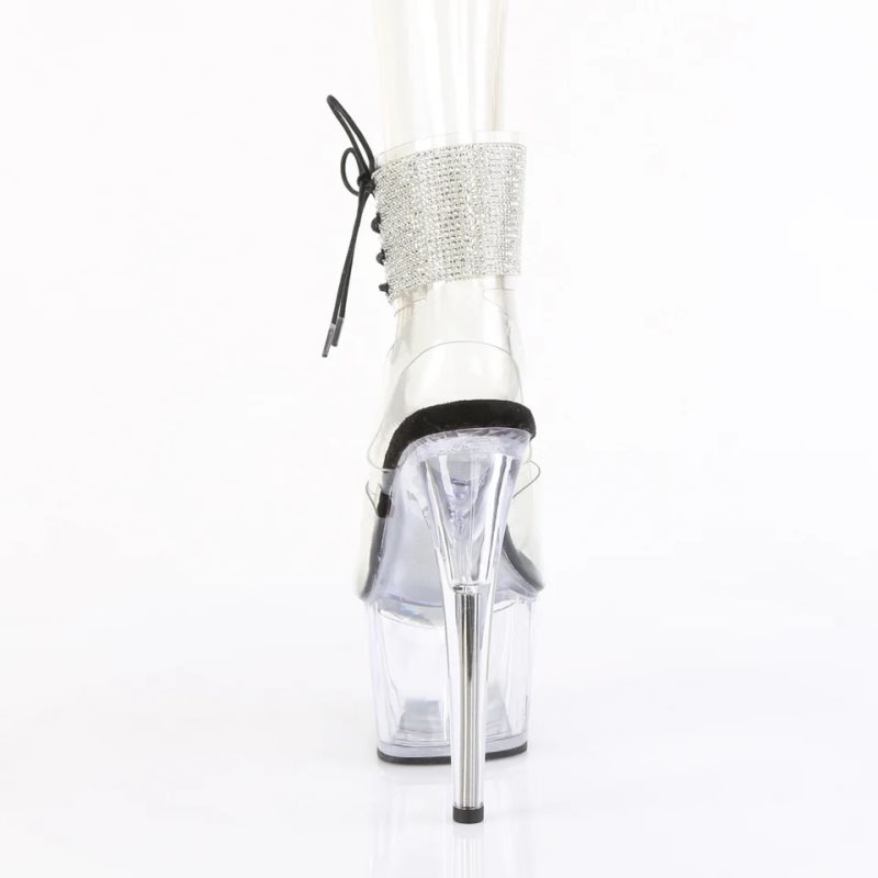 Pleaser Adore-791-2RS Women's Platform Heels Sandals Black / Clear | NZ VJGKAS