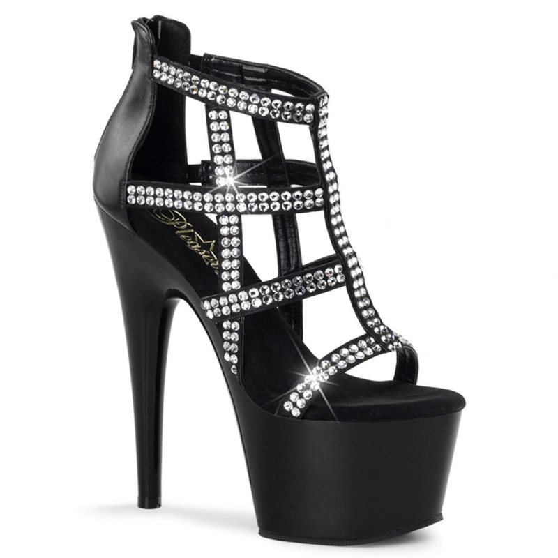 Pleaser Adore-798 Vegan Leather Women\'s Platform Heels Sandals Black | NZ ZSKYOU