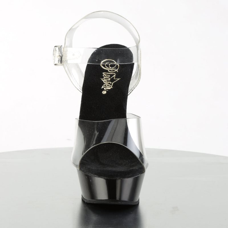 Pleaser Allure-608 Women's Platform Heels Sandals Black / Clear | NZ RUIMSC