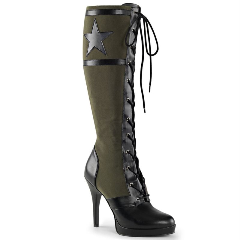 Pleaser Arena-2022 Women\'s Knee-high Boots Black / Green | NZ JAYCML
