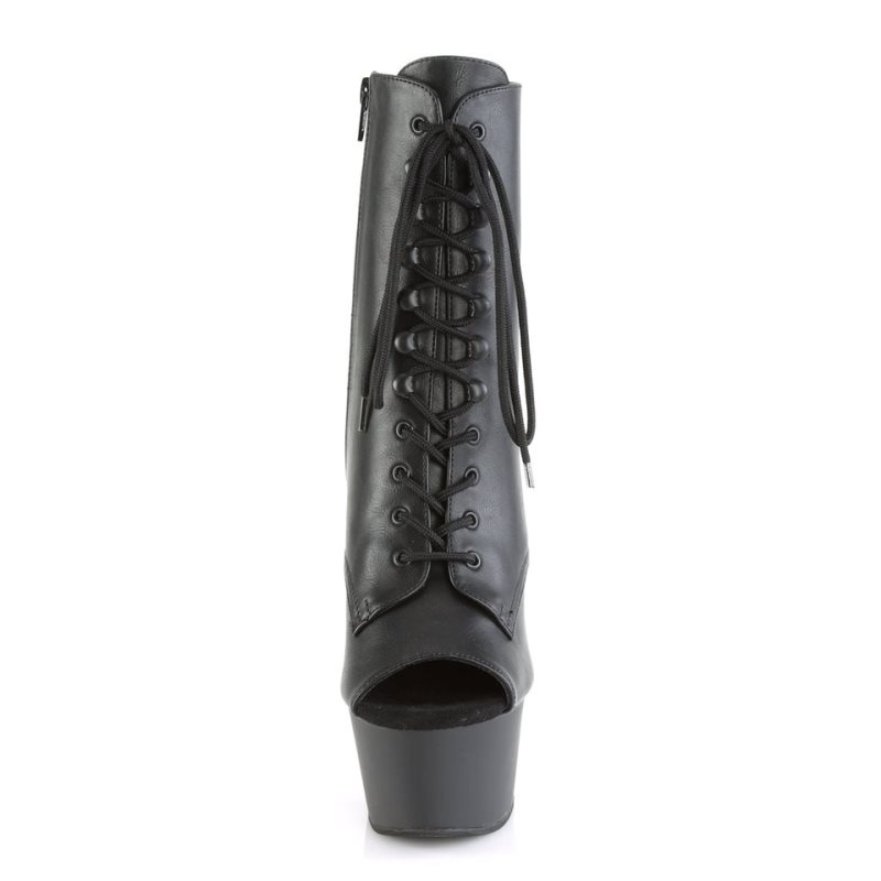 Pleaser Aspire-1021 Vegan Leather Women's Heels Boots Black | NZ QWECYD