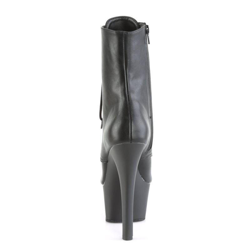 Pleaser Aspire-1021 Vegan Leather Women's Heels Boots Black | NZ QWECYD
