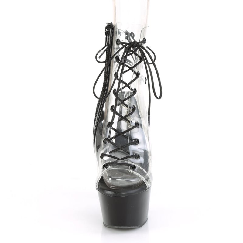 Pleaser Aspire-600-30 Women's Heels Boots Black / Clear | NZ SHEPZR