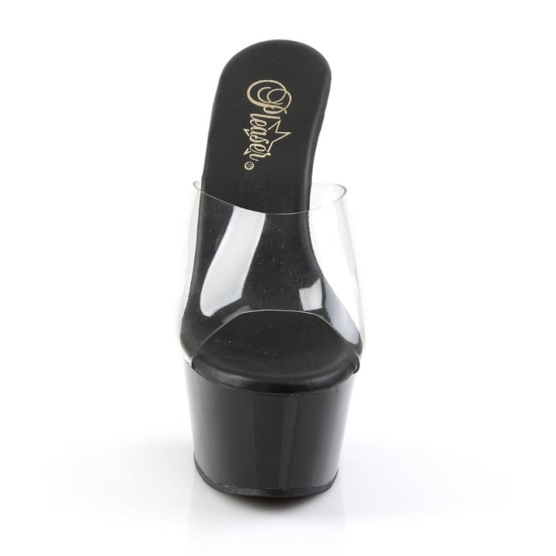Pleaser Aspire-601 Women's Platform Slides Black / Clear | NZ DWZIAL