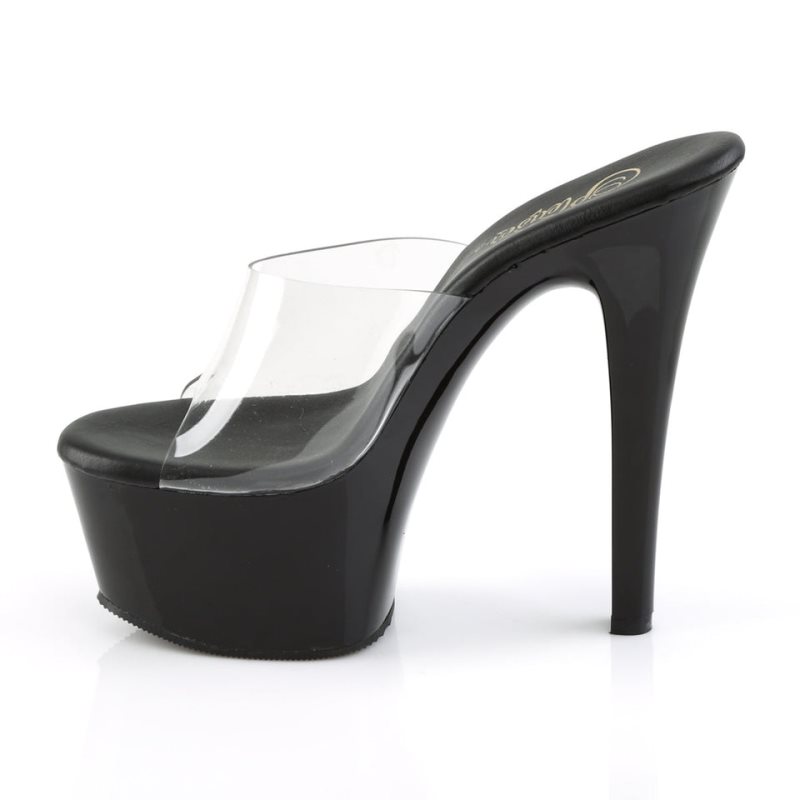 Pleaser Aspire-601 Women's Platform Slides Black / Clear | NZ DWZIAL