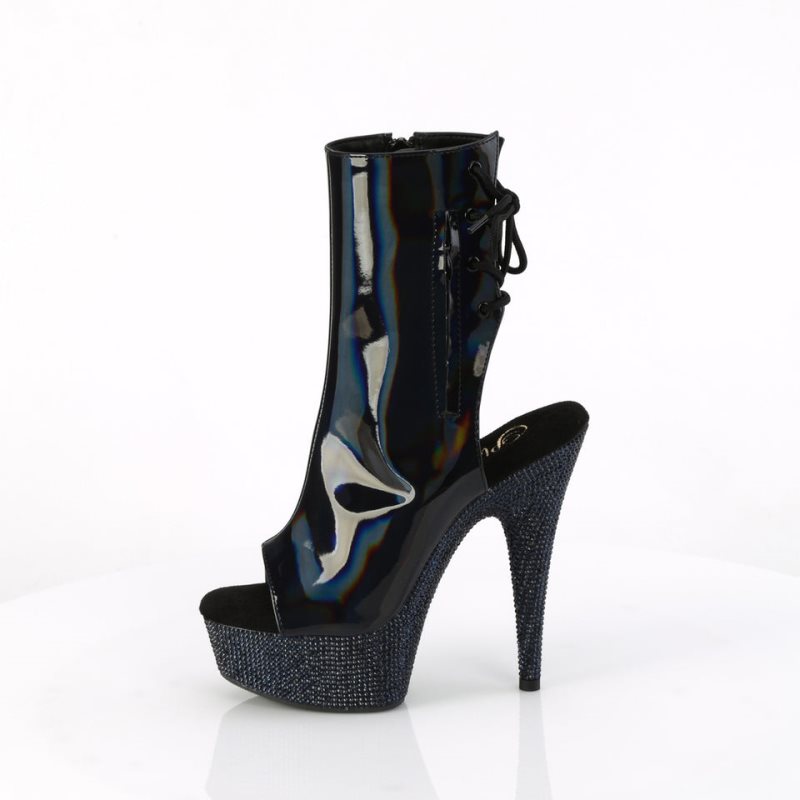 Pleaser Bejeweled-1018DM-6 Hologram Women's Heels Boots Black | NZ EWDAFP