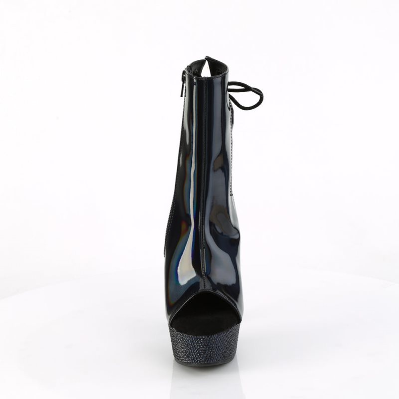 Pleaser Bejeweled-1018DM-6 Hologram Women's Heels Boots Black | NZ EWDAFP