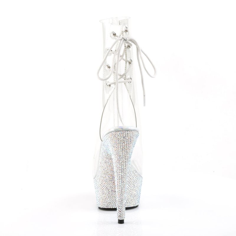 Pleaser Bejeweled-1018DM-6 Women's Heels Boots Silver / Clear | NZ TYDEVM