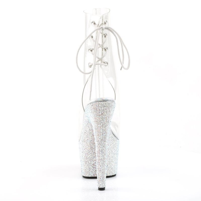 Pleaser Bejeweled-1018DM-7 Women's Heels Boots Silver / Clear | NZ ARTQXJ