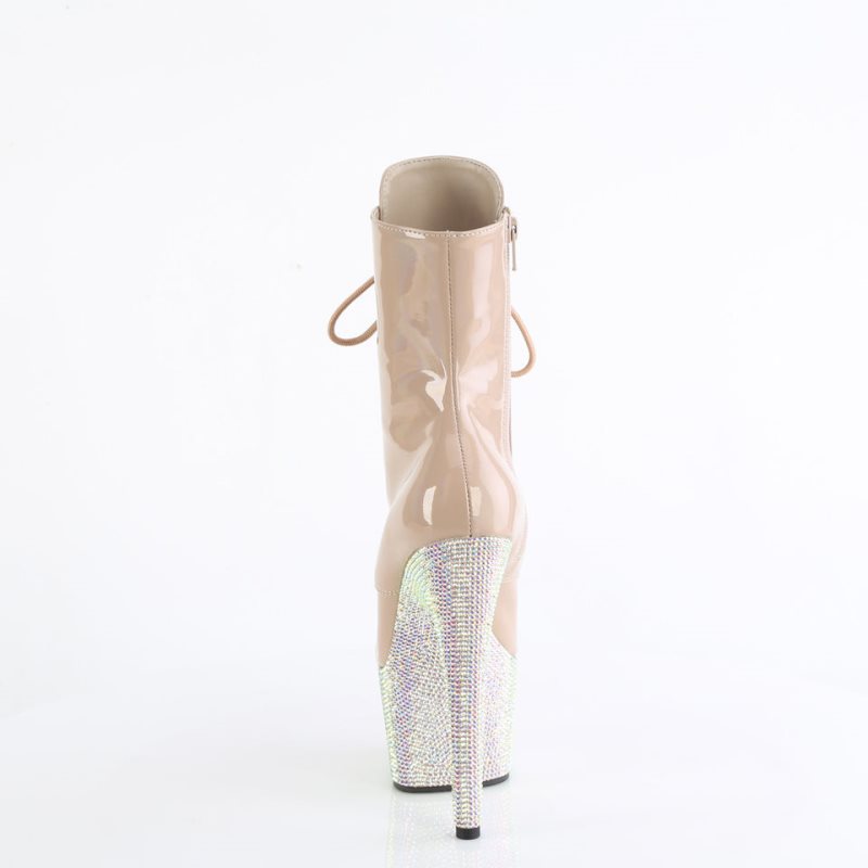 Pleaser Bejeweled-1020-7 Women's Heels Boots Beige | NZ SWOTLI