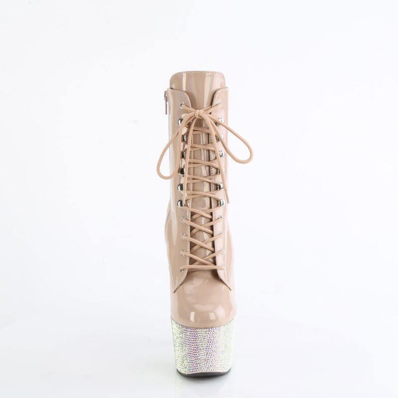 Pleaser Bejeweled-1020-7 Women's Heels Boots Beige | NZ SWOTLI