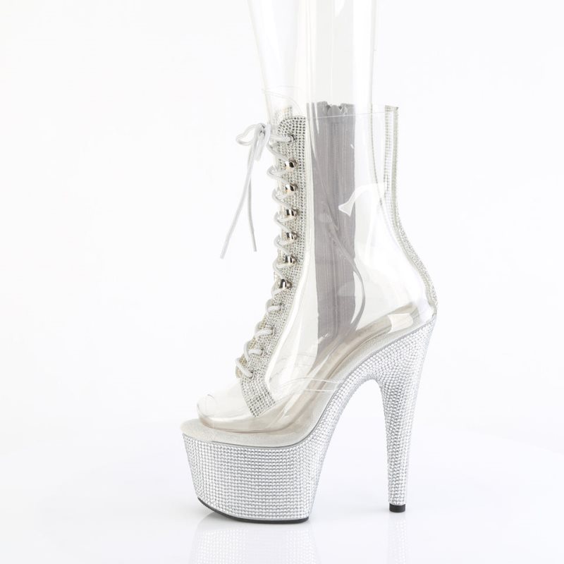 Pleaser Bejeweled-1021C-2 Women's Heels Boots Silver / Clear | NZ ZMAIQT