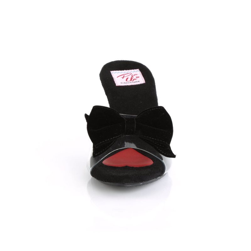Pleaser Belle-301BOW Women's Slides Black / Clear | NZ KOGPFR