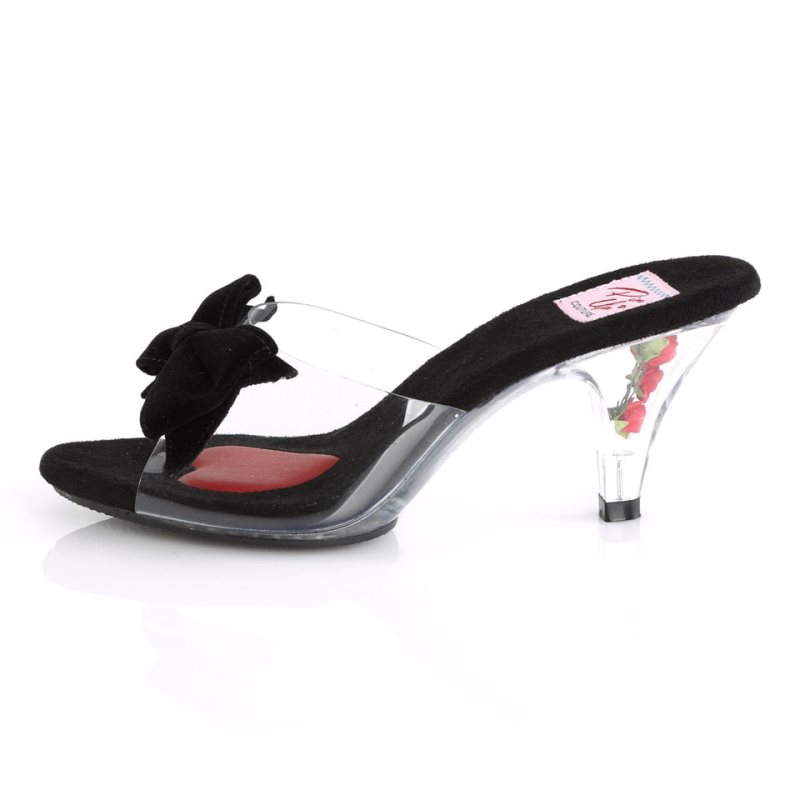 Pleaser Belle-301BOW Women's Slides Black / Clear | NZ KOGPFR