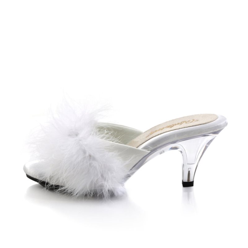 Pleaser Belle-301F Women's Slides White / Clear | NZ TLWMZK