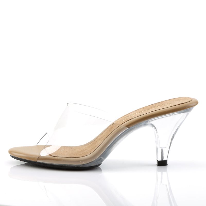 Pleaser Belle-301 Women's Slides Brown / Clear | NZ HCSJUX