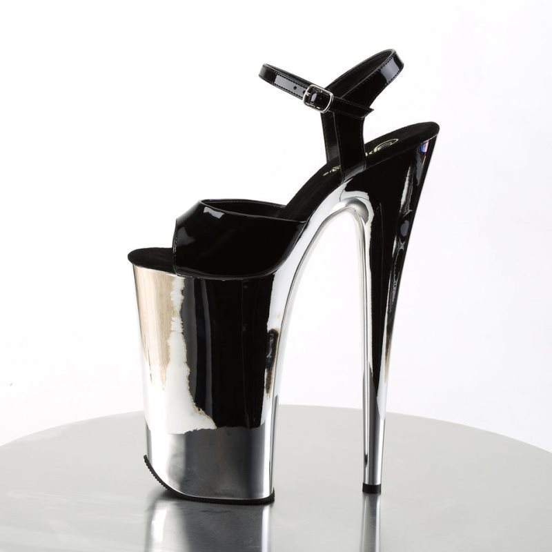 Pleaser Beyond-009 Women's Platform Heels Sandals Black / Silver | NZ RVPIGU