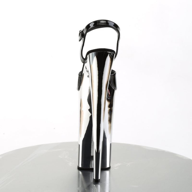 Pleaser Beyond-009 Women's Platform Heels Sandals Black / Silver | NZ RVPIGU