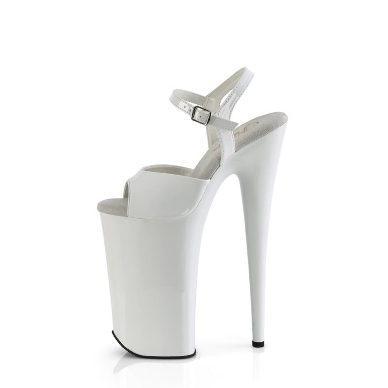 Pleaser Beyond-009 Women's Platform Heels Sandals White | NZ XQEFJL