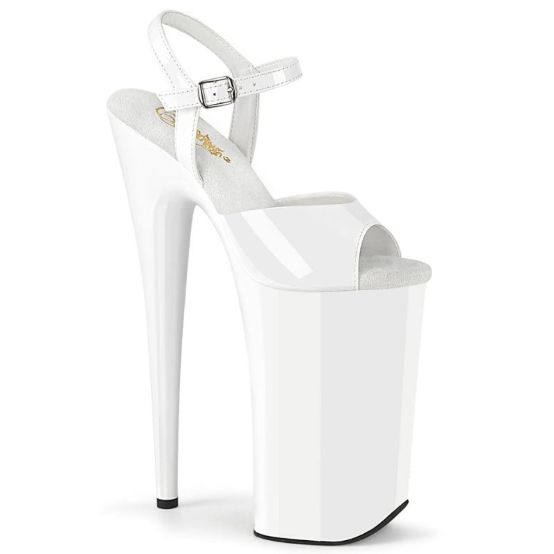 Pleaser Beyond-009 Women\'s Platform Heels Sandals White | NZ XQEFJL