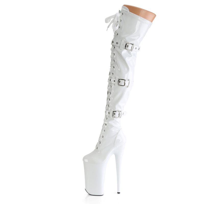 Pleaser Beyond-3028 Women's Thigh High Boots White | NZ NXHTML
