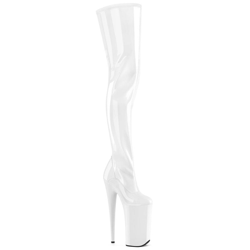 Pleaser Beyond-4000 Women\'s Thigh High Boots White | NZ VTORWP