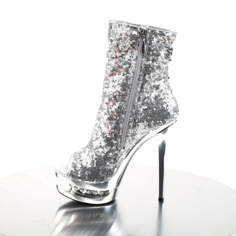 Pleaser Blondie-R-1008 Women's Heels Boots Silver | NZ PNDOFE