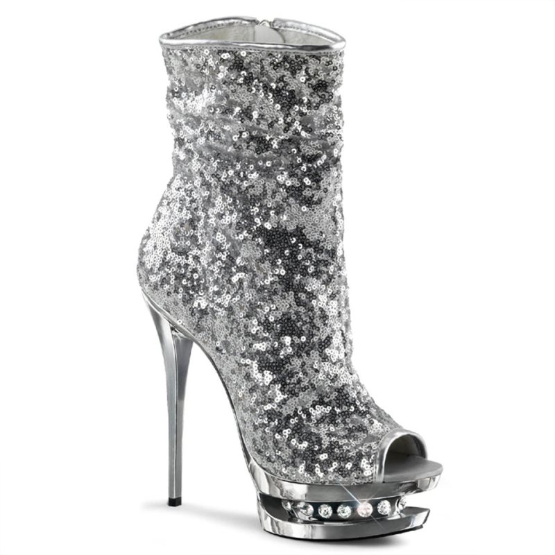 Pleaser Blondie-R-1008 Women\'s Heels Boots Silver | NZ PNDOFE