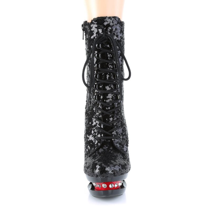 Pleaser Blondie-R-1020 Women's Heels Boots Black / Red | NZ CAHKZW