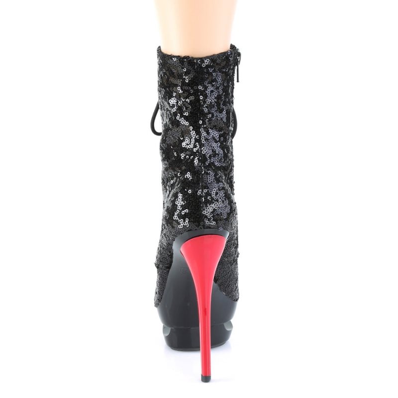 Pleaser Blondie-R-1020 Women's Heels Boots Black / Red | NZ CAHKZW
