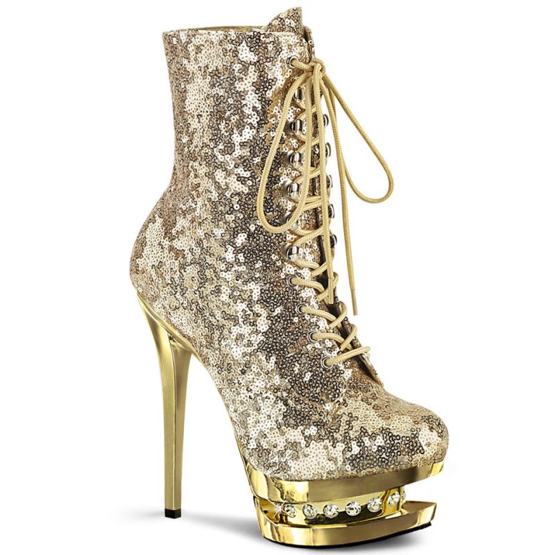 Pleaser Blondie-R-1020 Women\'s Heels Boots Gold | NZ OVTQKI