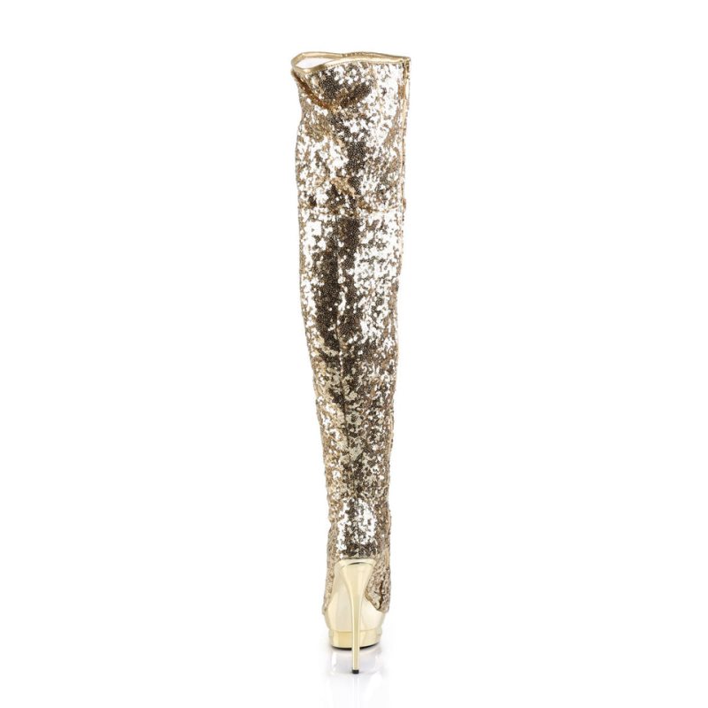 Pleaser Blondie-R-3011 Women's Thigh High Boots Gold | NZ RHEADV