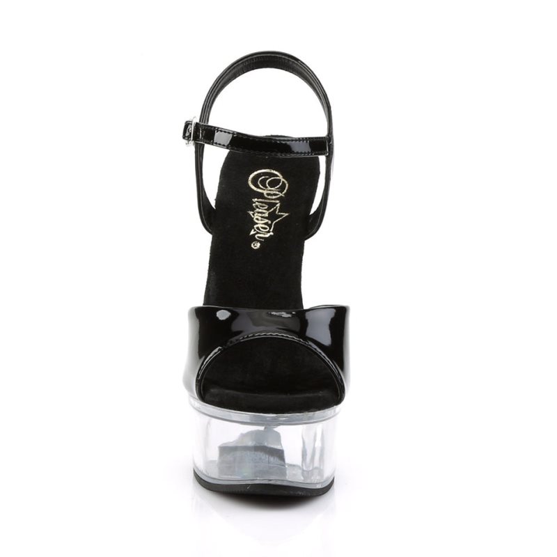 Pleaser Captiva-609 Women's Platform Heels Sandals Black / Clear | NZ FAXQDY