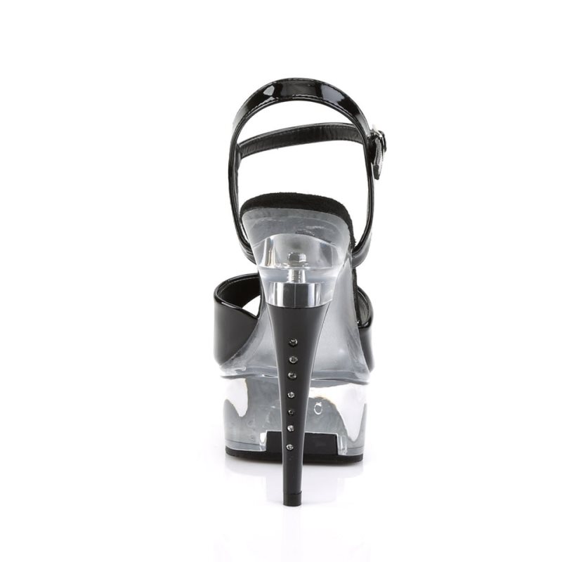 Pleaser Captiva-609 Women's Platform Heels Sandals Black / Clear | NZ FAXQDY