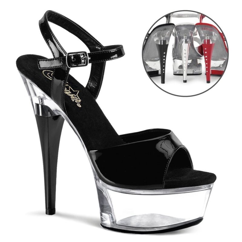Pleaser Captiva-609 Women\'s Platform Heels Sandals Black / Clear | NZ FAXQDY