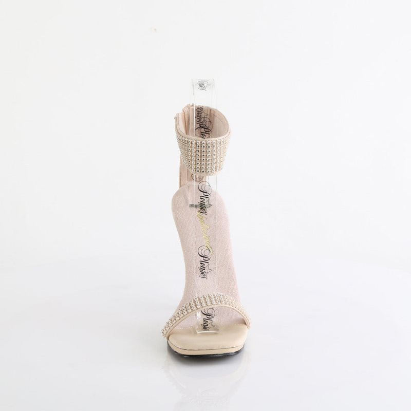 Pleaser Chic-40 Women's Heels Sandals Beige | NZ SBLIUV