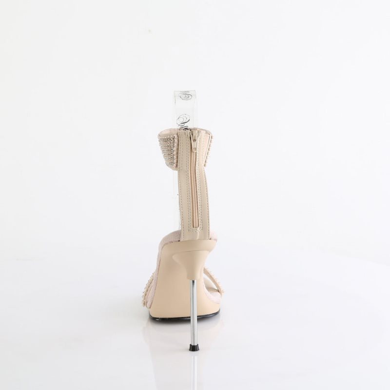 Pleaser Chic-40 Women's Heels Sandals Beige | NZ SBLIUV