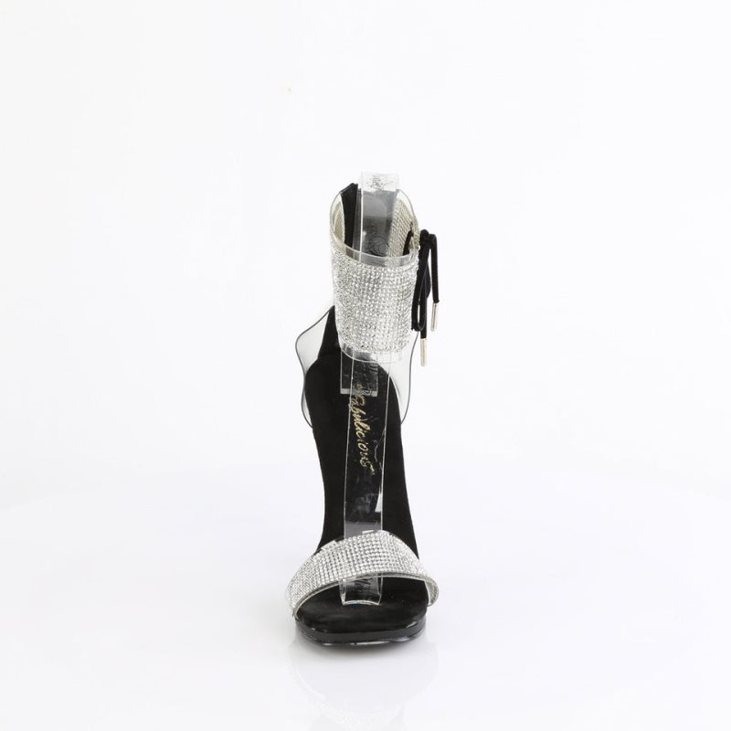 Pleaser Chic-47 Women's Heels Sandals Black / Clear | NZ YRCKBD