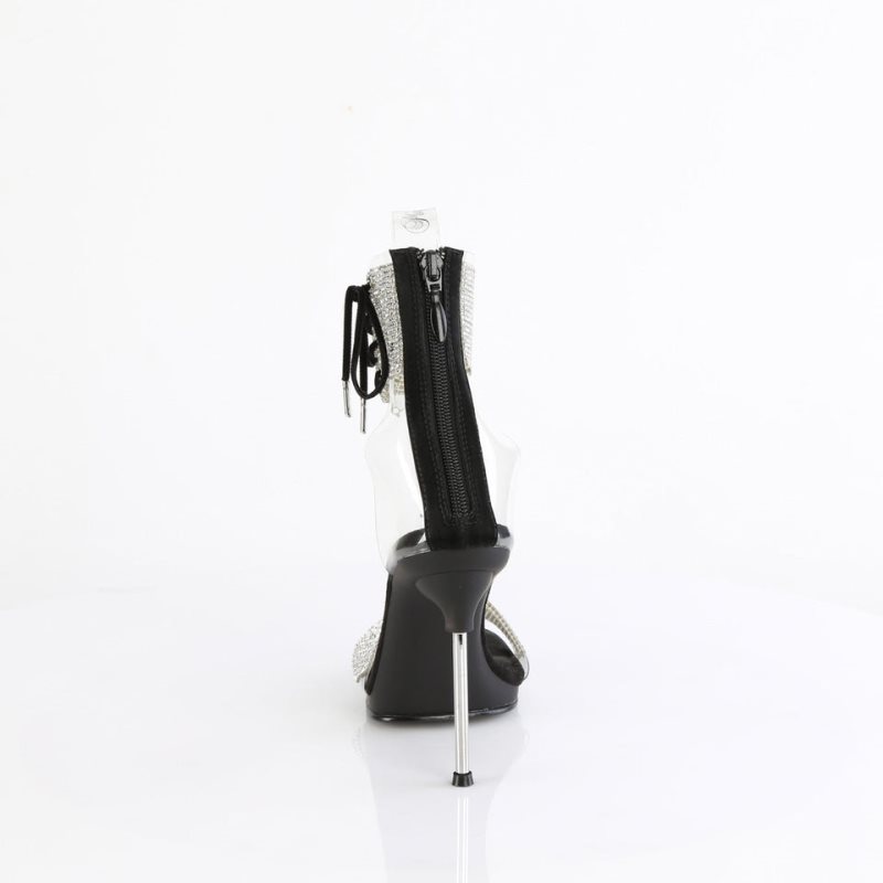 Pleaser Chic-47 Women's Heels Sandals Black / Clear | NZ YRCKBD