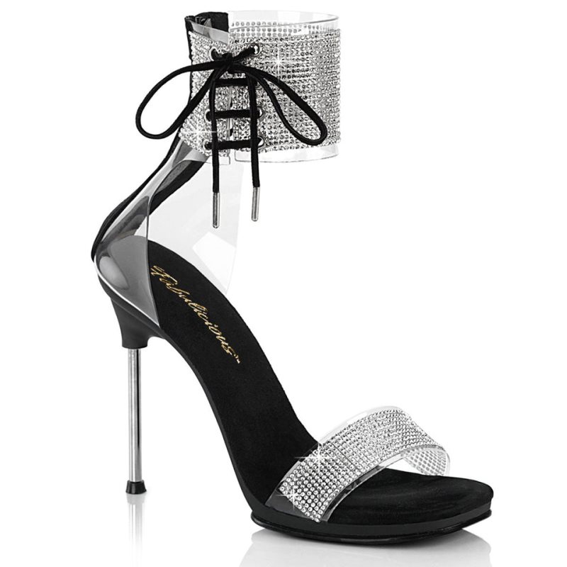 Pleaser Chic-47 Women\'s Heels Sandals Black / Clear | NZ YRCKBD