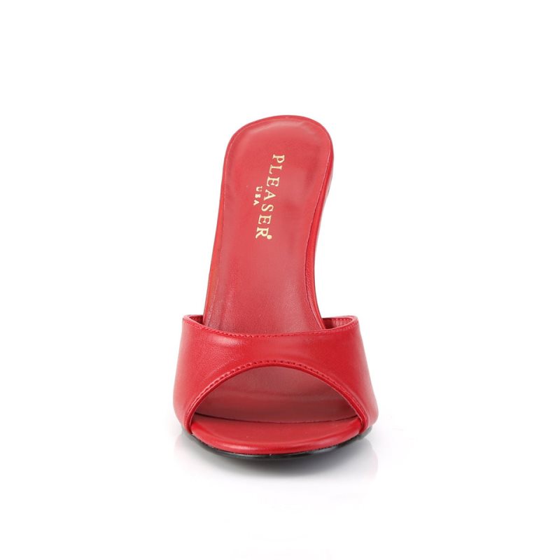 Pleaser Classique-01 Vegan Leather Women's Slides Red | NZ JNWIDH