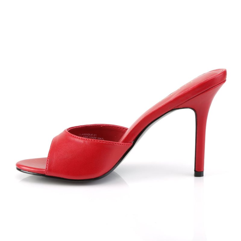 Pleaser Classique-01 Vegan Leather Women's Slides Red | NZ JNWIDH