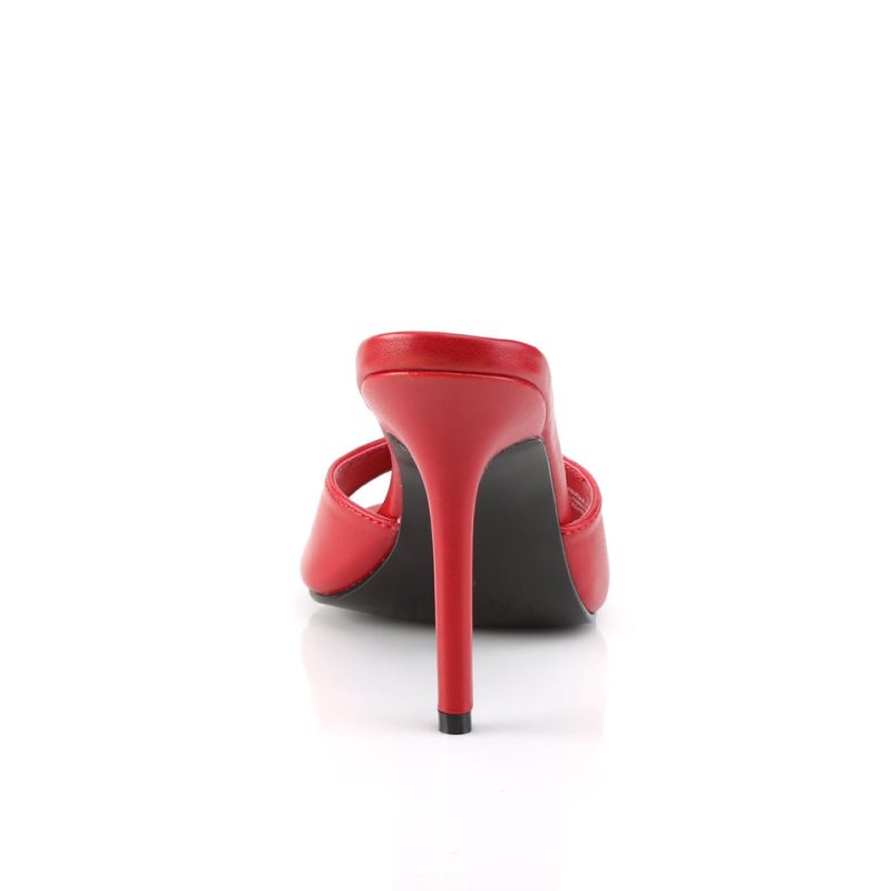 Pleaser Classique-01 Vegan Leather Women's Slides Red | NZ JNWIDH